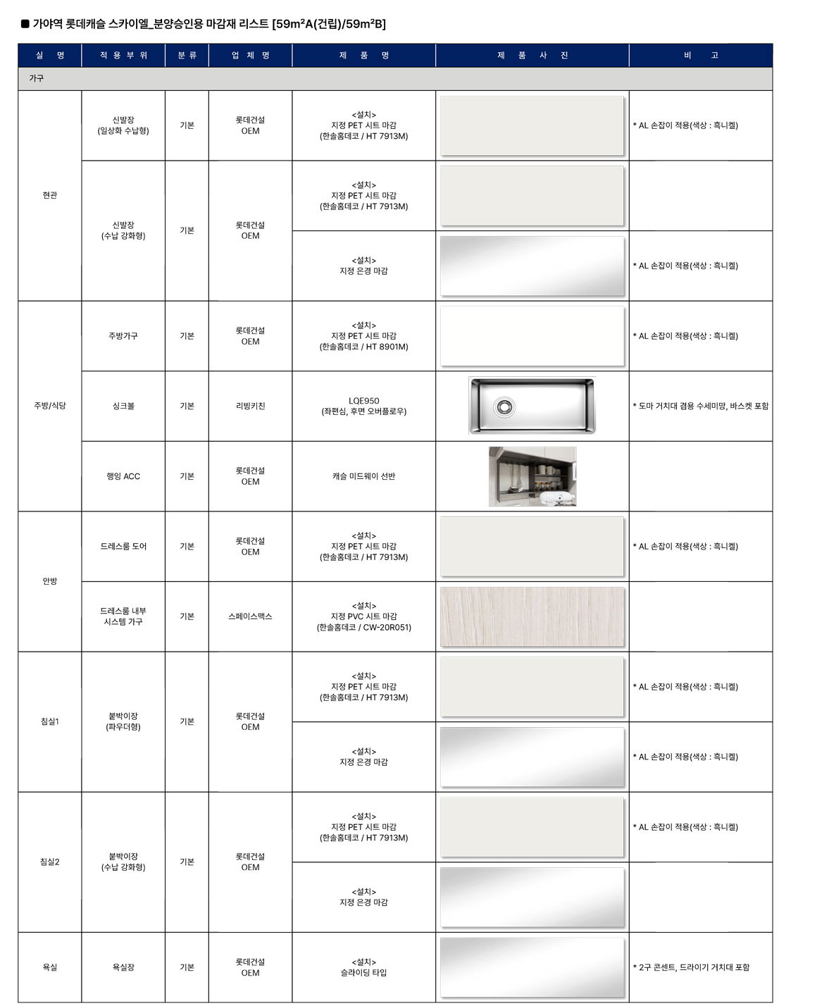 마감재리스트 1-1